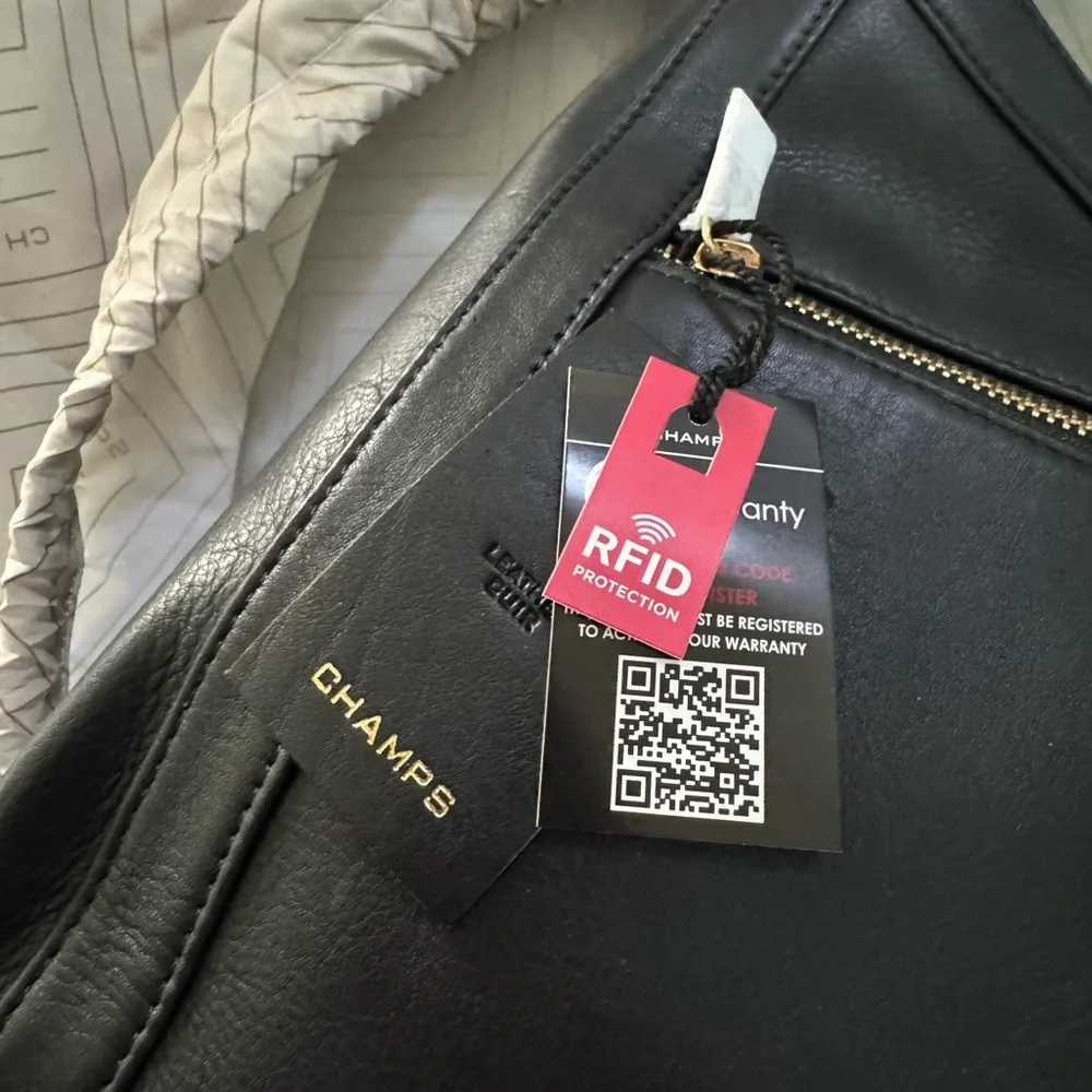 Champs‎ Gala Collection leather hobo bag in black Leather Purse, RFID NWT $400